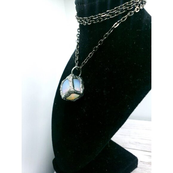 Opalite cube crystal necklace handmade ooak jewelry - Picture 2 of 12